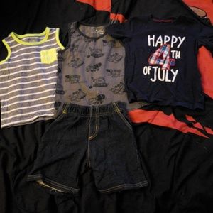 3 shirts, pair of shorts all 4T